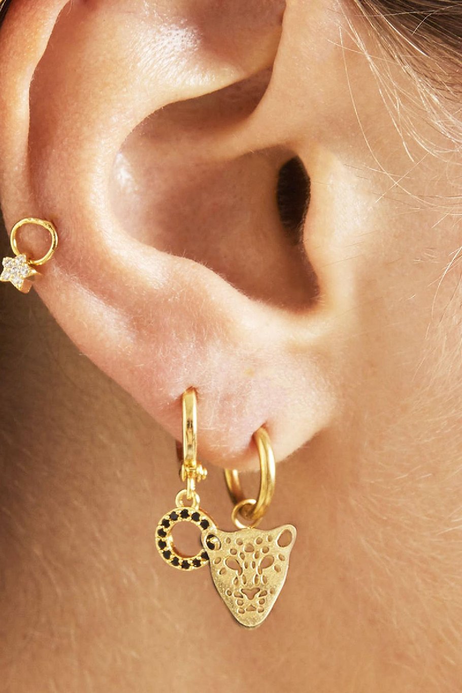 Oorbellen Tiny Star Zilver Koper Afbeelding2